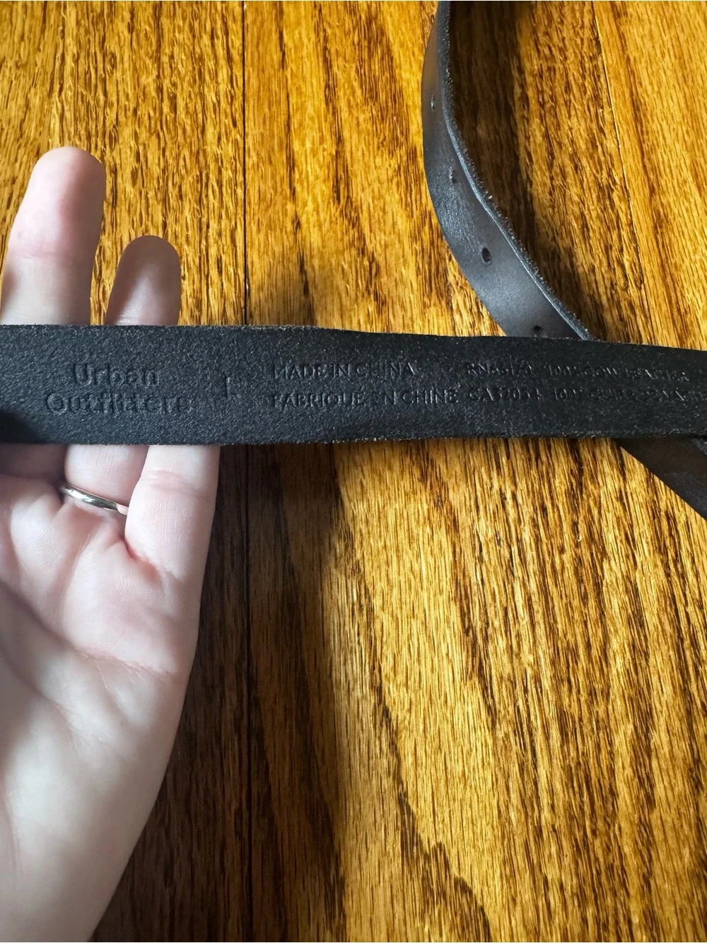 Urban Outfitters Classic Black Leather Belt with Brushed Silver Buckle